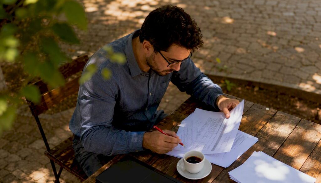 Profissional analisando os documentos do evento S-2240 no ambiente de trabalho