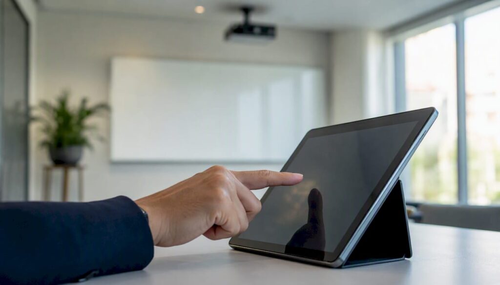 Pessoa usando um tablet no escritório